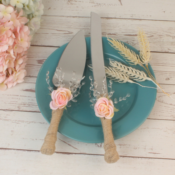 Комплект нож за торта и лопатка за сервиране, изработен от смола, за сватби, EK марка