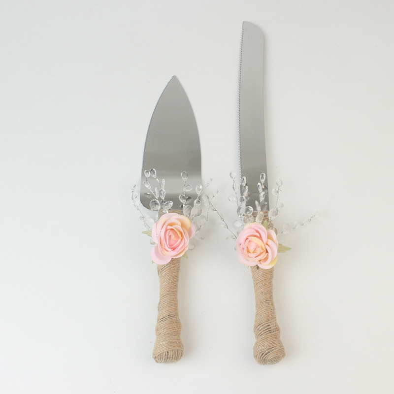 Комплект нож за торта и лопатка за сервиране, изработен от смола, за сватби, EK марка