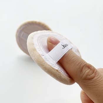 Πούφ πούδρας για ξηρή εφαρμογή με κορδέλα – βελούδινη επιφάνεια, από βαμβάκι, 2 τεμάχια