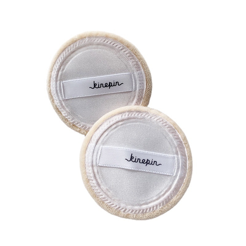 Πούφ πούδρας για ξηρή εφαρμογή με κορδέλα – βελούδινη επιφάνεια, από βαμβάκι, 2 τεμάχια