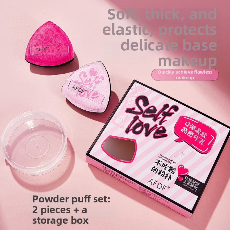 AFDF Sada púdrových puffov, vlhké aj suché dvojité použitie, prírodná špongia, trojuholníkový tvar