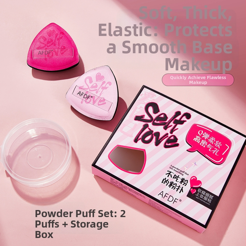 AFDF Sada púdrových puffov, vlhké aj suché dvojité použitie, prírodná špongia, trojuholníkový tvar