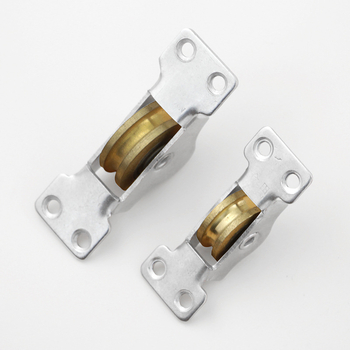 Rola/pulie pentru uși glisante cu rulmenți dubli – roată grea pentru șine; material oțel + cupru, grosime perete 2 mm, rază canelură pentru frânghie 20 mm, model 388, sarcină maximă 200 kg