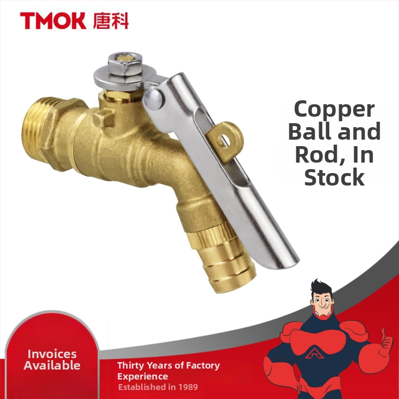 Bronzový vodný ventil so zámkom výtoku pre vonkajšie použitie v záhrade, ručné ovládanie, dvojdielna konštrukcia, guľový typ