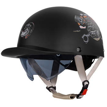 Casca half-helmet Andia pentru motociclete, ABS, certificat 3C, pentru adulți, potrivită pentru toate sezoanele