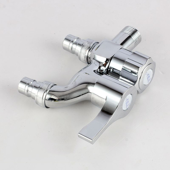 Zidni čep za perilicu rublja, jedan ulaz – dva izlaza, višefunkcionalan, dvostruka ručica, bakar, elektroplatiranje, 0,8 MPa