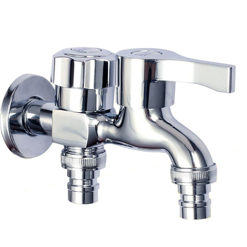 Zidni čep za perilicu rublja, jedan ulaz – dva izlaza, višefunkcionalan, dvostruka ručica, bakar, elektroplatiranje, 0,8 MPa