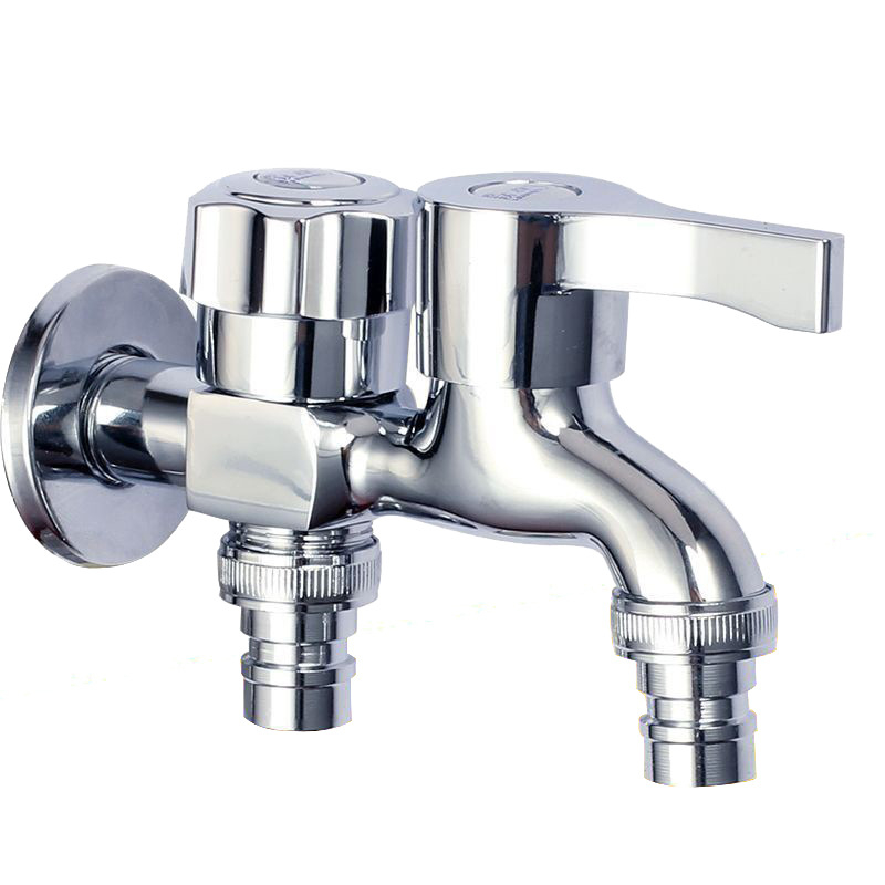 Zidni čep za perilicu rublja, jedan ulaz – dva izlaza, višefunkcionalan, dvostruka ručica, bakar, elektroplatiranje, 0,8 MPa