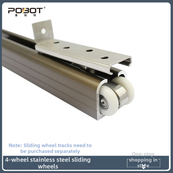 Неръждаем стомана – висещ ролков механизъм за плъзгаща врата – 4 колела, максимално натоварване 80 кг, вал диаметър 10 мм, радиус на жлеба за въже 17 мм, модел PBT-204