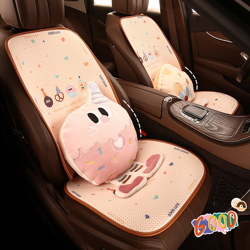 Jastučnica za sjedalo automobila s dizajnom Dessert serije cartoon, universalna za sve sezone, set od 7 komada, površina od poliestera, punjenje od pjene
