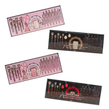 Meiji Набор за грим с 23 части и диамантени четки, пинсета за мигли и клип за коса