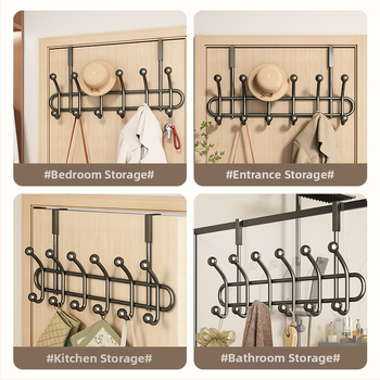 Vešací vešiak na dvere, bez vŕtania, z karbónovej ocele, s jedným hákom, nosnosť 20–30 kg