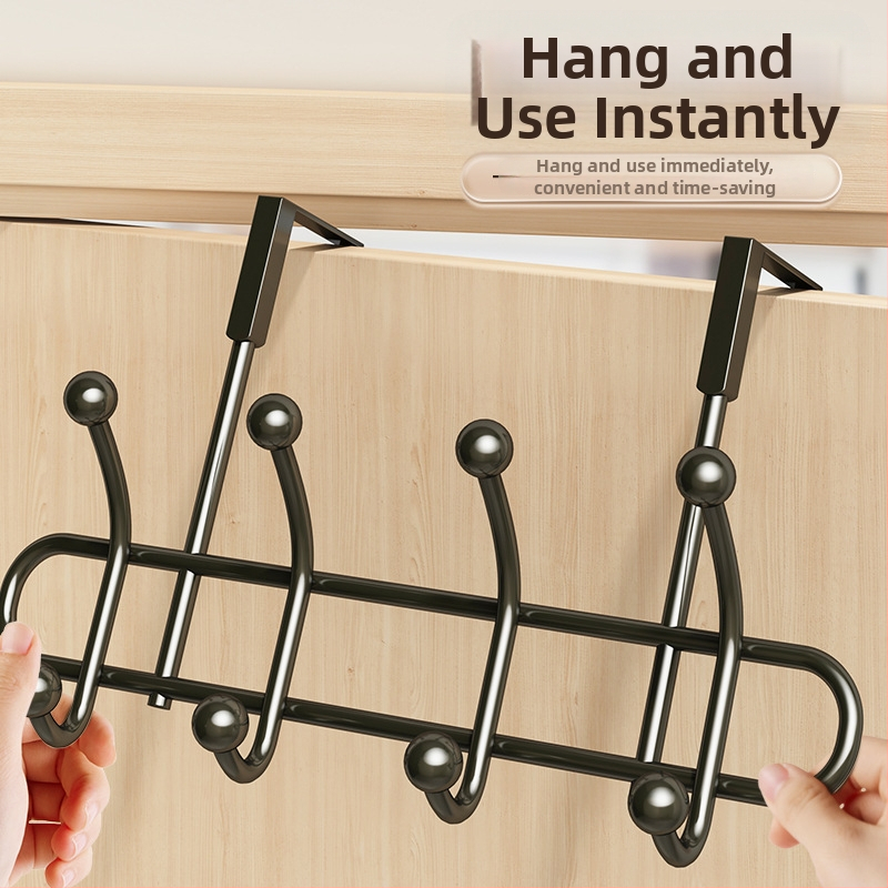 Vešací vešiak na dvere, bez vŕtania, z karbónovej ocele, s jedným hákom, nosnosť 20–30 kg