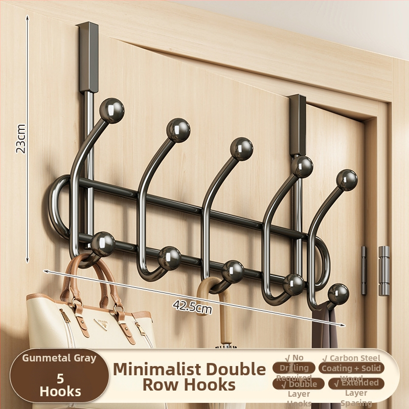 Vešací vešiak na dvere, bez vŕtania, z karbónovej ocele, s jedným hákom, nosnosť 20–30 kg