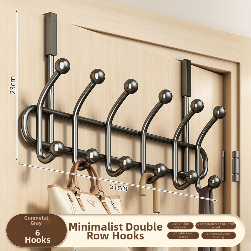 Vešací vešiak na dvere, bez vŕtania, z karbónovej ocele, s jedným hákom, nosnosť 20–30 kg