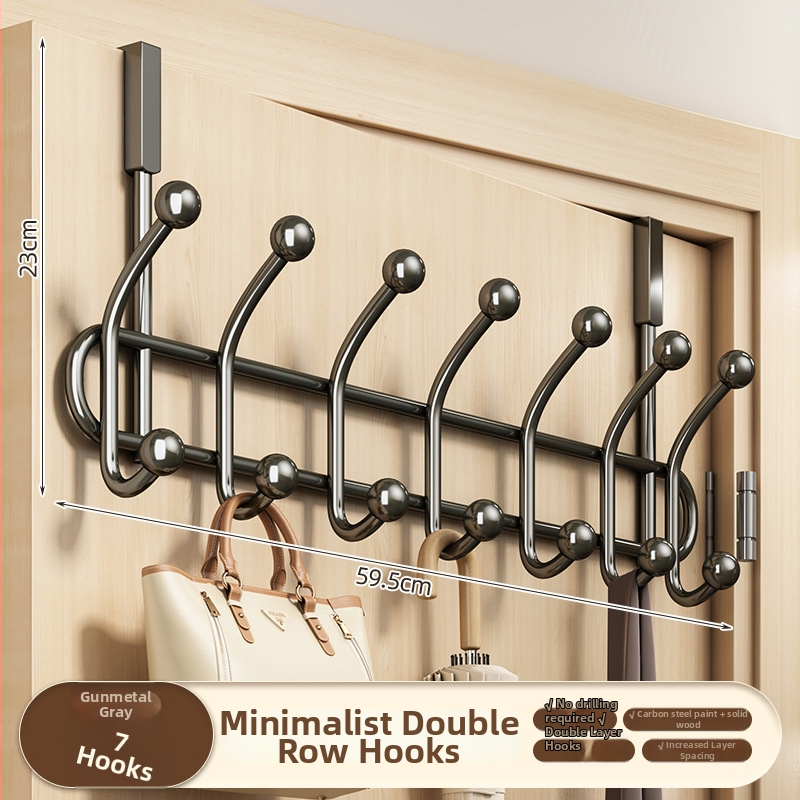 Vešací vešiak na dvere, bez vŕtania, z karbónovej ocele, s jedným hákom, nosnosť 20–30 kg