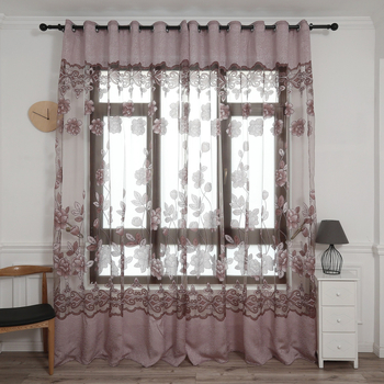 Moderne minimalistične prozirne zavjese s pivonijama u jacquard burnout uzorku