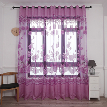 Moderne minimalistične prozirne zavjese s pivonijama u jacquard burnout uzorku