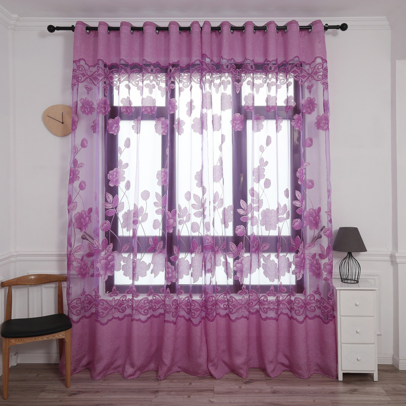 Moderne minimalistične prozirne zavjese s pivonijama u jacquard burnout uzorku