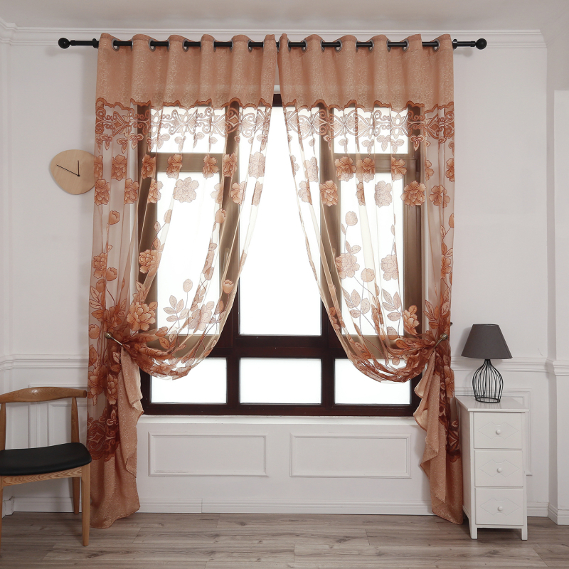 Moderne minimalistične prozirne zavjese s pivonijama u jacquard burnout uzorku
