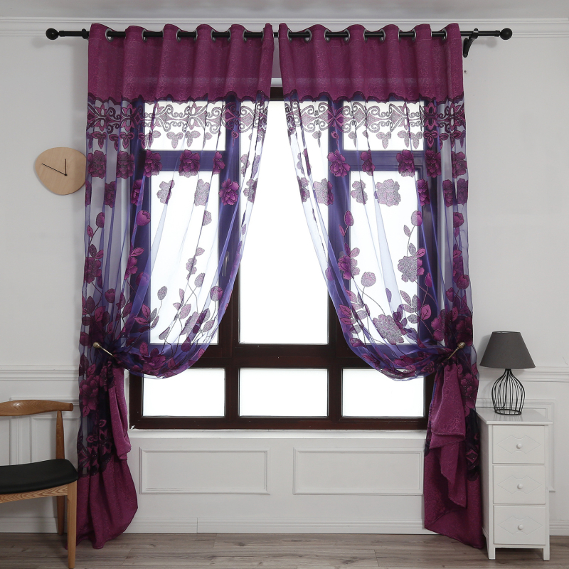Moderne minimalistične prozirne zavjese s pivonijama u jacquard burnout uzorku