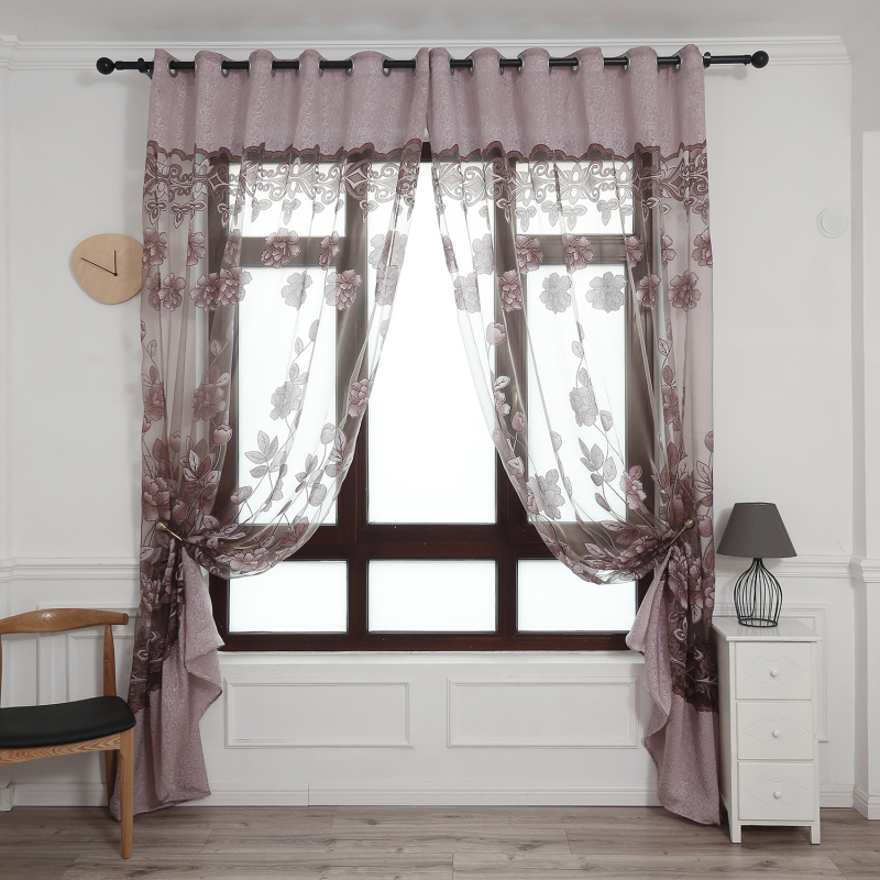Moderne minimalistične prozirne zavjese s pivonijama u jacquard burnout uzorku