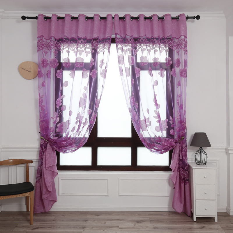 Moderne minimalistične prozirne zavjese s pivonijama u jacquard burnout uzorku