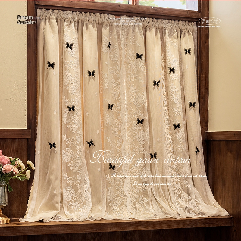 Dvojitá zatemňujúca záves s integrovanou sieťkou, flanel materiál, tlmenie zvuku, moderný minimalistický štýl, dverový záves s čipkou