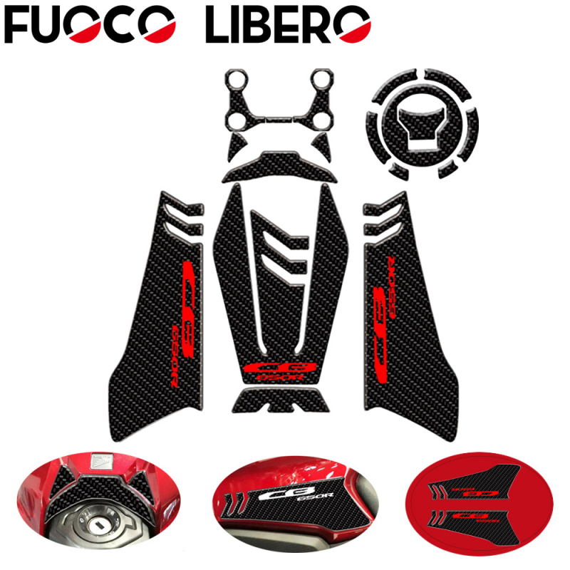 Set naljepnica za spremnik goriva za Honda CB650R/CBR650R — motiv ribje kosti, bočne naljepnice; FUOCO LIBERO; prilagodljivo; licencirana privatna oznaka