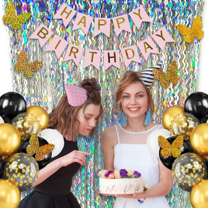 Φόντο διακόσμησης χώρου με κουρτίνα από μεταξωτές ίνες και φουντάκια — Jianxiu, πλαστικό υλικό, υφή κορδέλας, κατάλληλο για γάμους