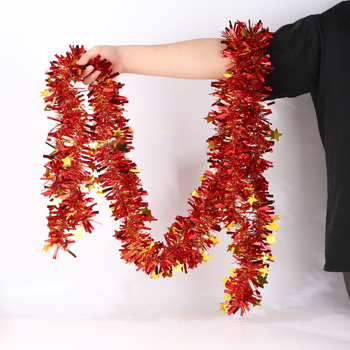 Csillagmotívumú díszítő szalag bojtokkal, műanyagból, helyszíni dekorációs eszközök, termékkód qy9995, minta nélküli, otthoni dekorációhoz