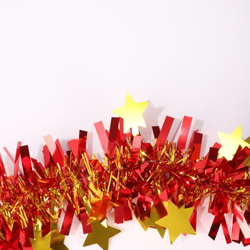 Csillagmotívumú díszítő szalag bojtokkal, műanyagból, helyszíni dekorációs eszközök, termékkód qy9995, minta nélküli, otthoni dekorációhoz