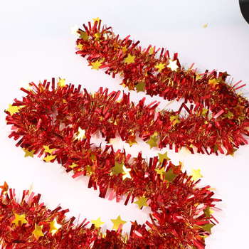 Csillagmotívumú díszítő szalag bojtokkal, műanyagból, helyszíni dekorációs eszközök, termékkód qy9995, minta nélküli, otthoni dekorációhoz