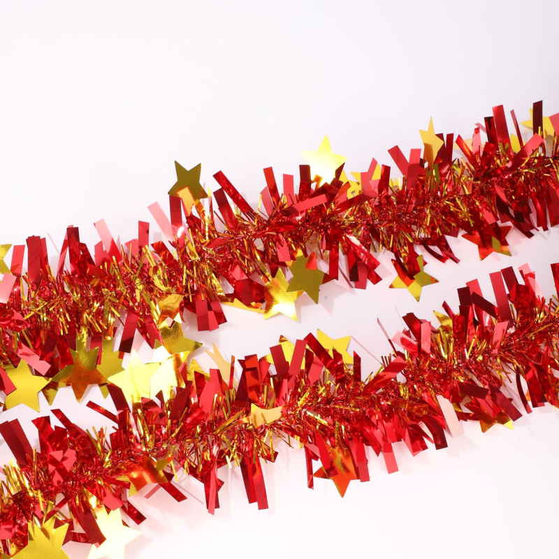 Csillagmotívumú díszítő szalag bojtokkal, műanyagból, helyszíni dekorációs eszközök, termékkód qy9995, minta nélküli, otthoni dekorációhoz