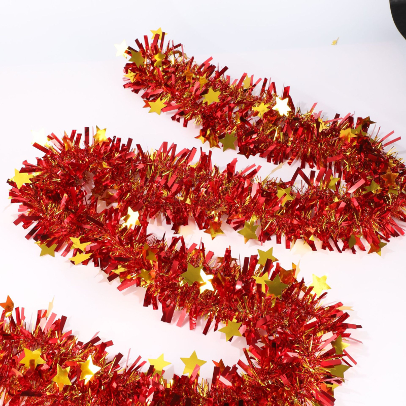 Csillagmotívumú díszítő szalag bojtokkal, műanyagból, helyszíni dekorációs eszközök, termékkód qy9995, minta nélküli, otthoni dekorációhoz