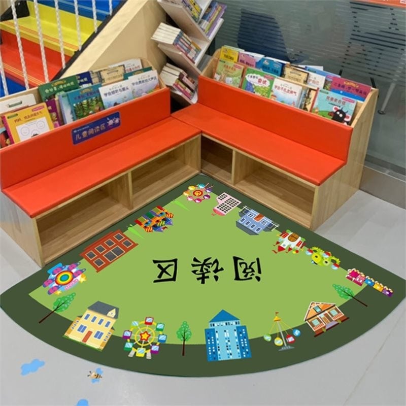 Covoraș pentru colțul de lectură la grădiniță, PVC, pătrat, stil modern minimalist, curățare cu aspirator, personalizare disponibilă