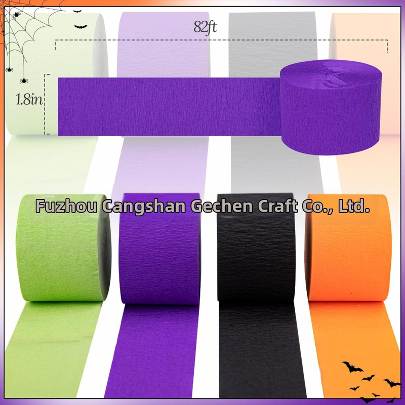 Gechen Halloween dekor z krepp papiera – streamery, girlandy a stuhy, papierový materiál, pre domovú výzdobu a usporiadanie priestoru