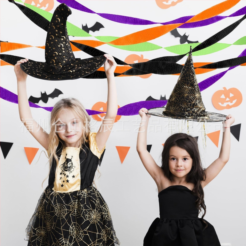 Gechen Halloween dekor z krepp papiera – streamery, girlandy a stuhy, papierový materiál, pre domovú výzdobu a usporiadanie priestoru