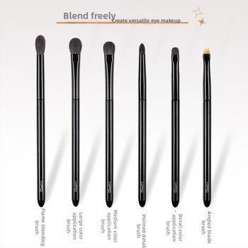 6-членен комплект четки за сенки за очи, меки косми, четки от животинска вълна
