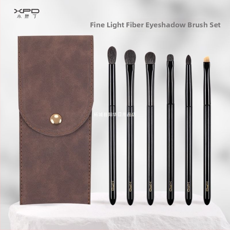 6-членен комплект четки за сенки за очи, меки косми, четки от животинска вълна