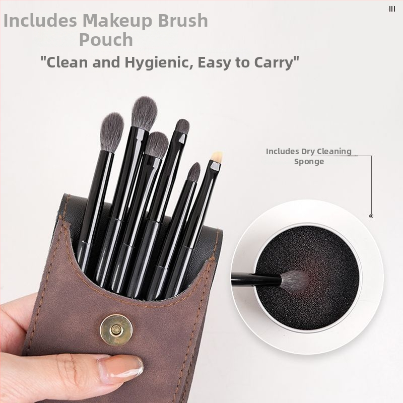 6-членен комплект четки за сенки за очи, меки косми, четки от животинска вълна