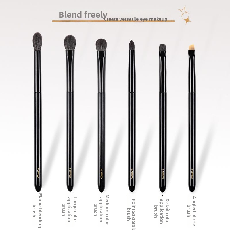 6-членен комплект четки за сенки за очи, меки косми, четки от животинска вълна