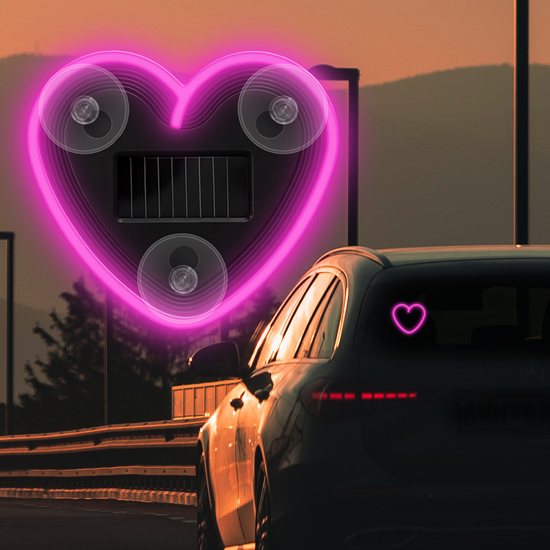 LED ambijentalno svjetlo u obliku srca za unutarnjost automobila, trokutasti bočni prozor, USB napajanje, neon efekat