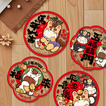 Okienkové samolepky Rok koně 2026 – elektrostatické, PVC materiál, balenie OPP, pripravené ako darček, Jarný festival