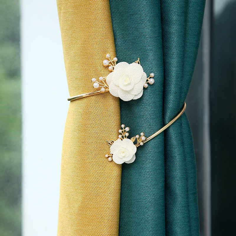 Λωρίδα Κουρτίνας από Μέταλλο με Λουλουδένιο Δέσιμο και Κλιπ Συγκράτησης – Μοντέρνο Μινιμαλιστικό Στυλ, Προσαρμόσιμο, Ιδιωτική Ετικέτα