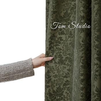 Francia-stílusú jacquard Chenille függönyök relieft mintával, poliészter, nappali, hálószoba és étkező számára