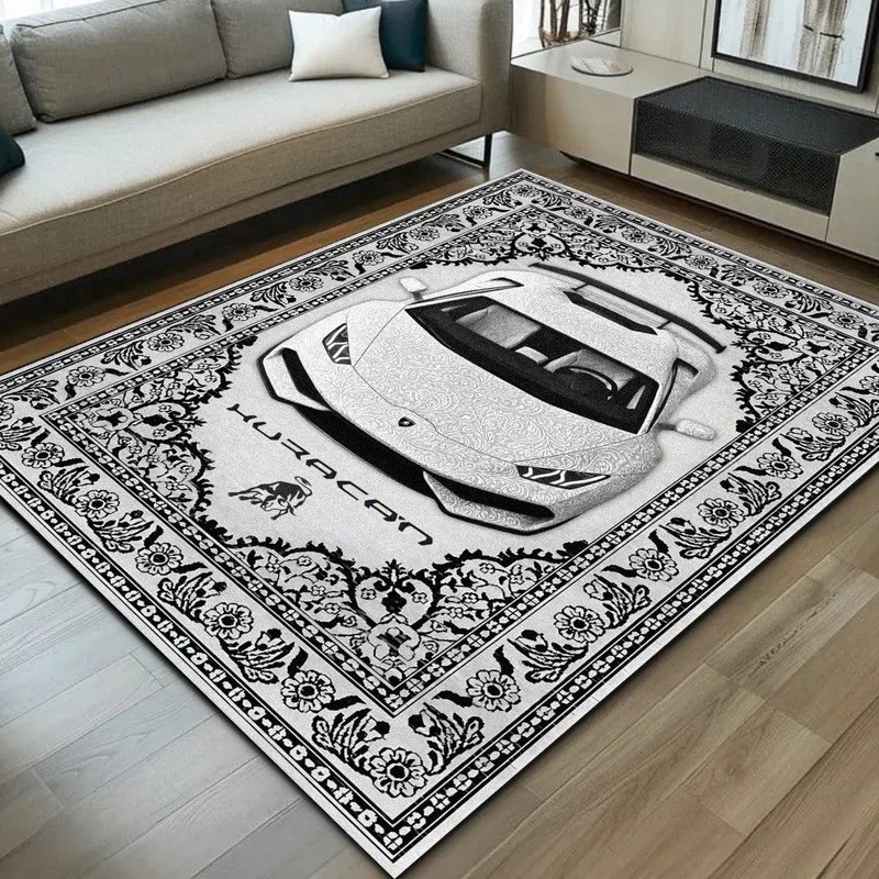 Covoraș de podea velur pentru living și dormitor - antiderapant, lavabil, pătrat, model solid