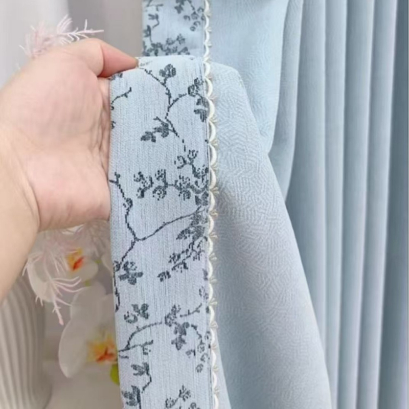 Cortine chenille duble, blackout total, jacquard, umbrire 70–90%, pentru living, dormitor, balcon, lux minimalist în stil francez