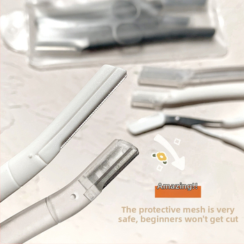 Päťdielny set na úpravu obočia z nerezovej ocele pre začiatočníkov – nástroj na tvarovanie obočia, žiletka na obočie, nožnice a pinzety (model X746/747)