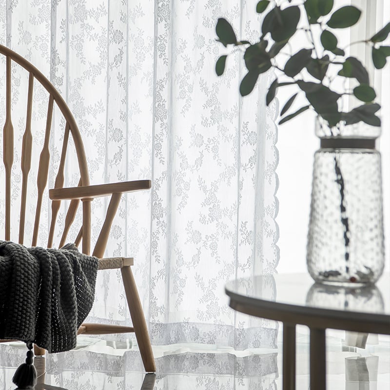 Κουρτίνες φλανελ με δαντέλα και γάζα, διαφανείς (σκιά 1–40%), αγροτικό στυλ, εγκατάσταση χωρίς διάτρηση